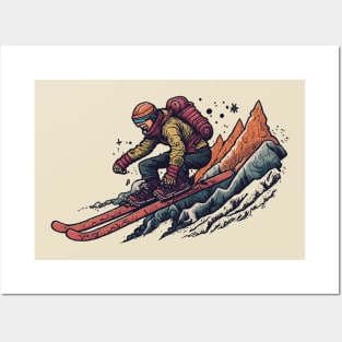 skier in Retro Sci-Fi Art style Posters and Art